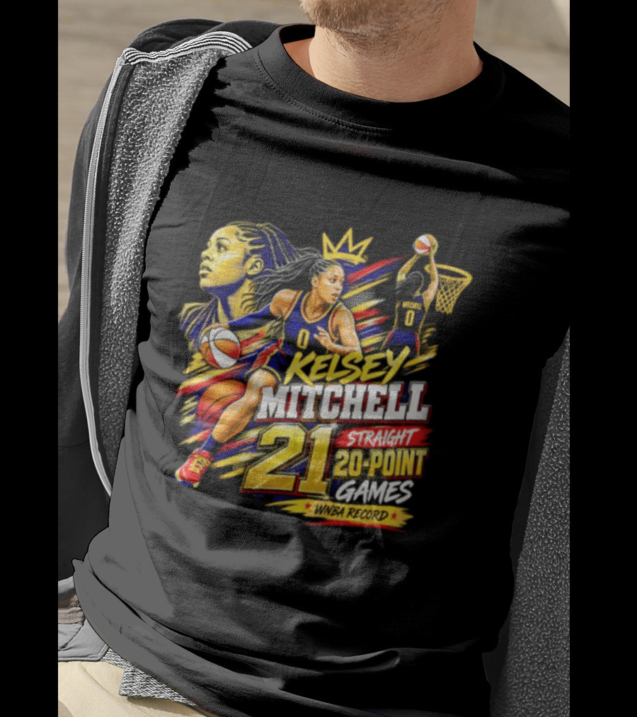 Kelsey Mitchell Straight 21 Straight 20 Point Games Basketball Monarch T-Shirt