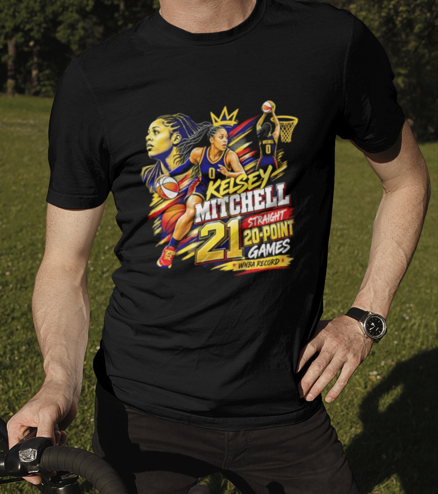 Kelsey Mitchell Straight 21 Straight 20 Point Games Basketball Monarch T-Shirt