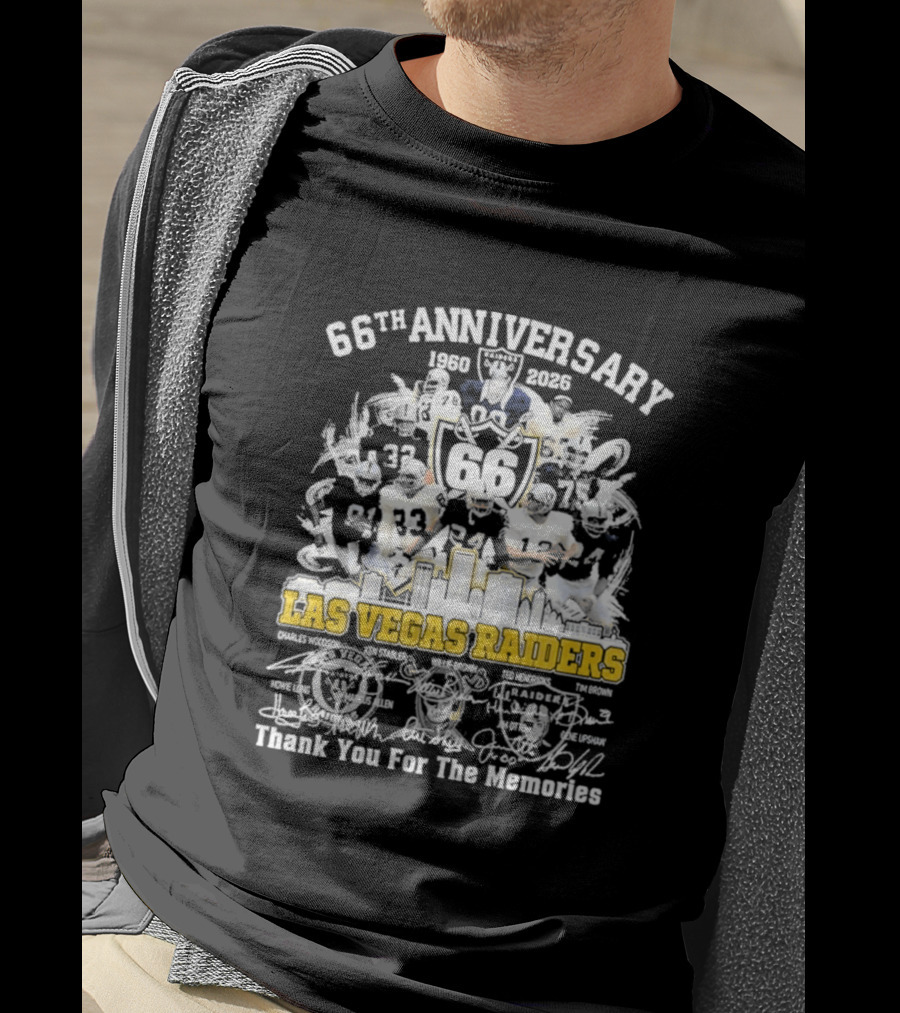 Las Vegas Raiders 66th Anniversary 1960 2026 Thank You For The Memories Celebration T-Shirt