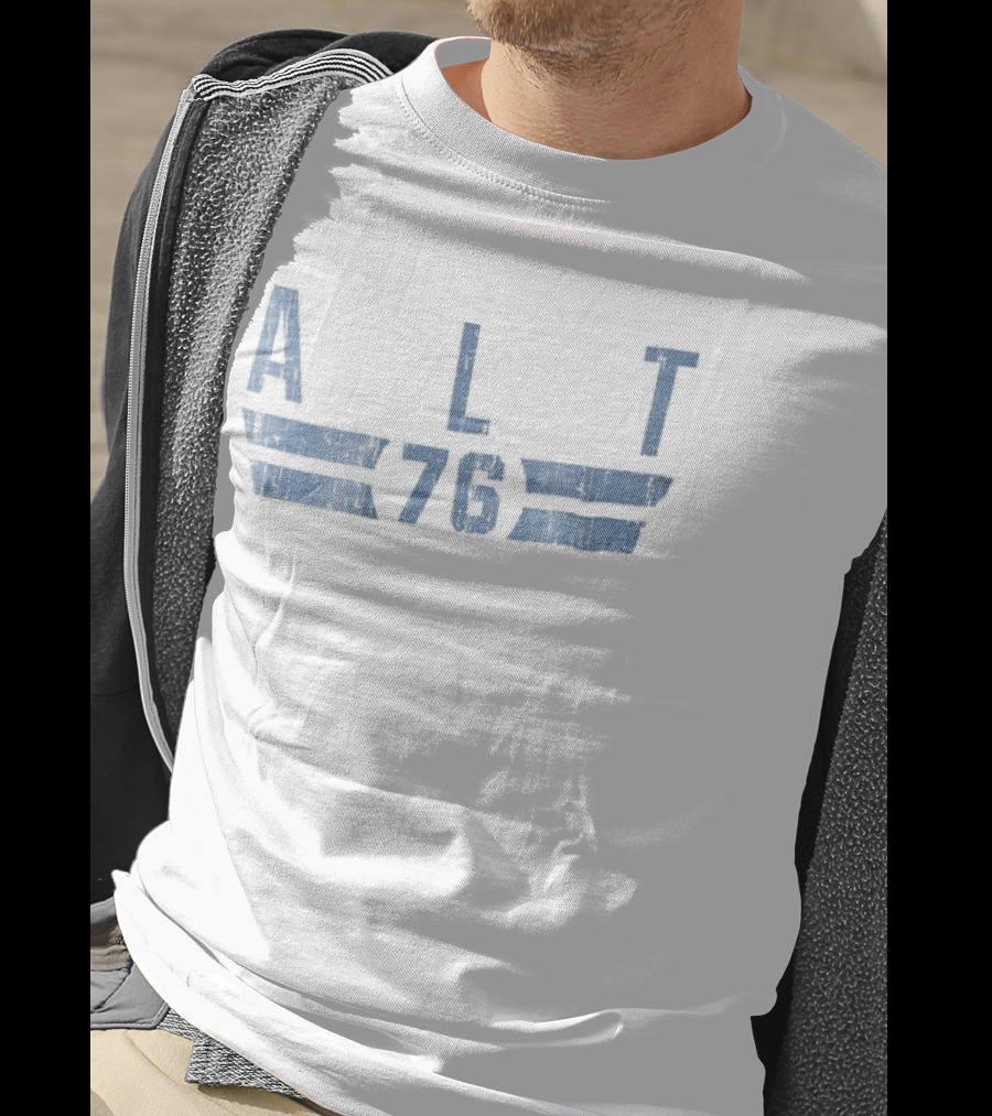 ALT 76 Distressed Blue Horizontal Bars T-Shirt