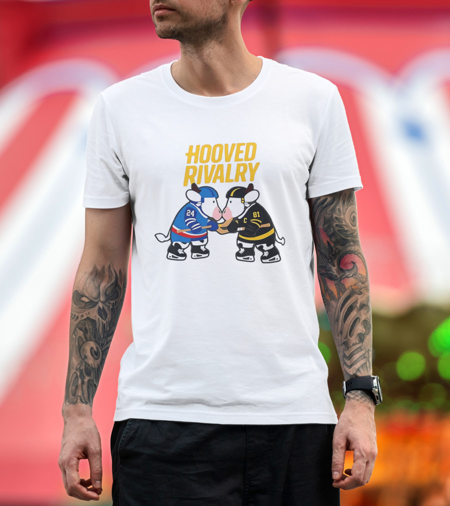 Hooved Rivalry Ilya Rozanov 24 Vs Shane Hollander 81 Hockey Faceoff T-Shirt