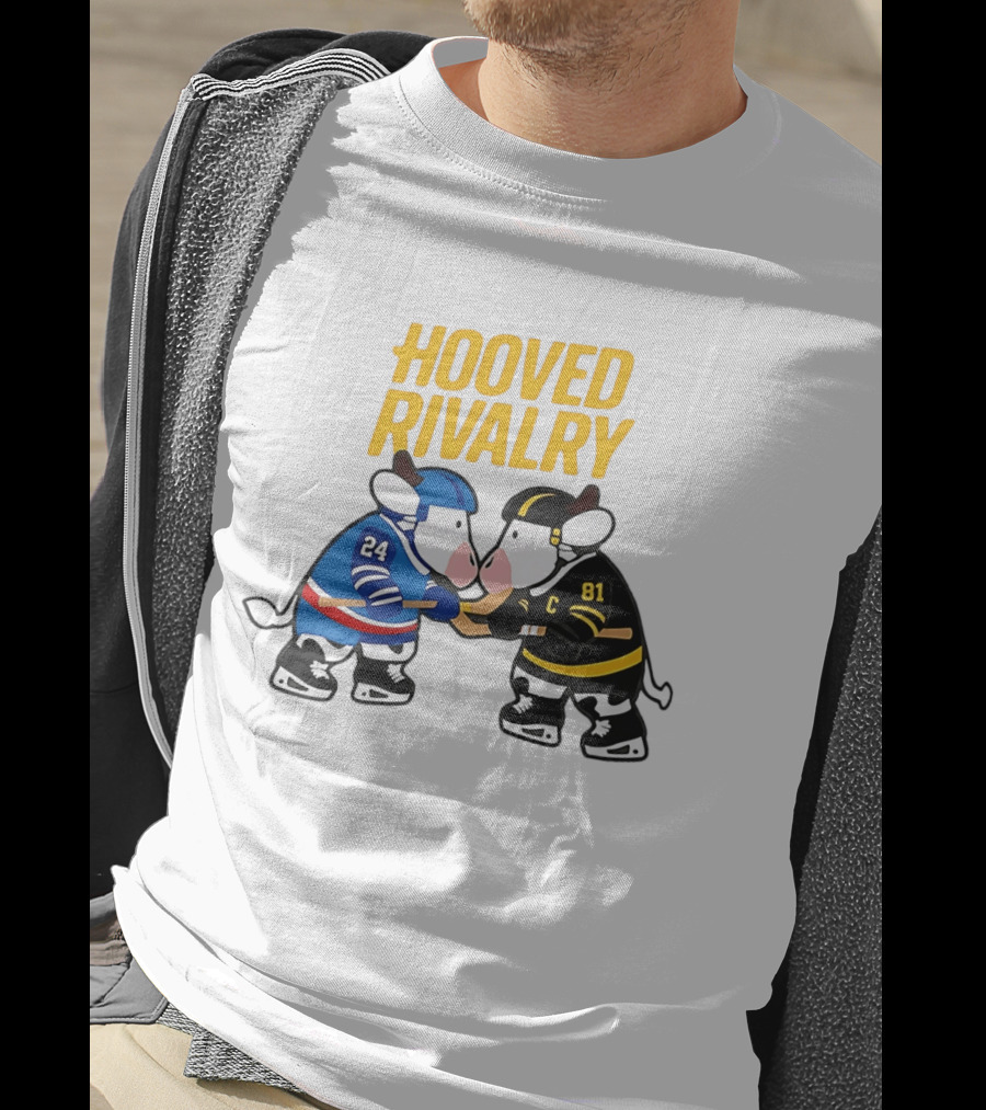Hooved Rivalry Ilya Rozanov 24 Vs Shane Hollander 81 Hockey Faceoff T-Shirt