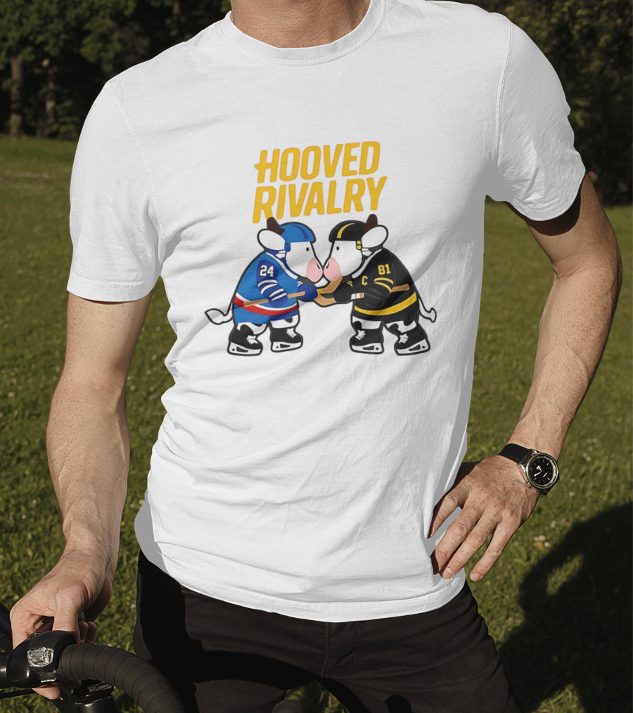 Hooved Rivalry Ilya Rozanov 24 Vs Shane Hollander 81 Hockey Faceoff T-Shirt