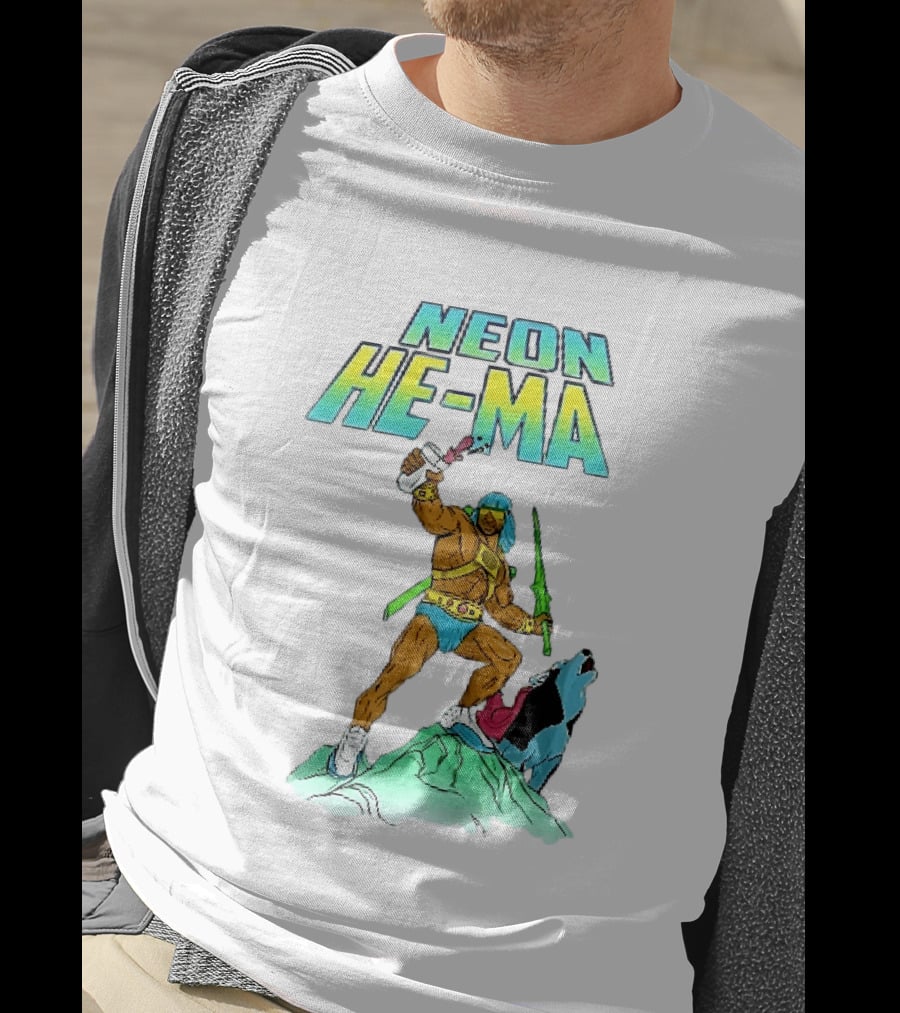 Neon He Ma Cartoon Warrior Action With Purple Drink Mountain Adventure T-Shirt