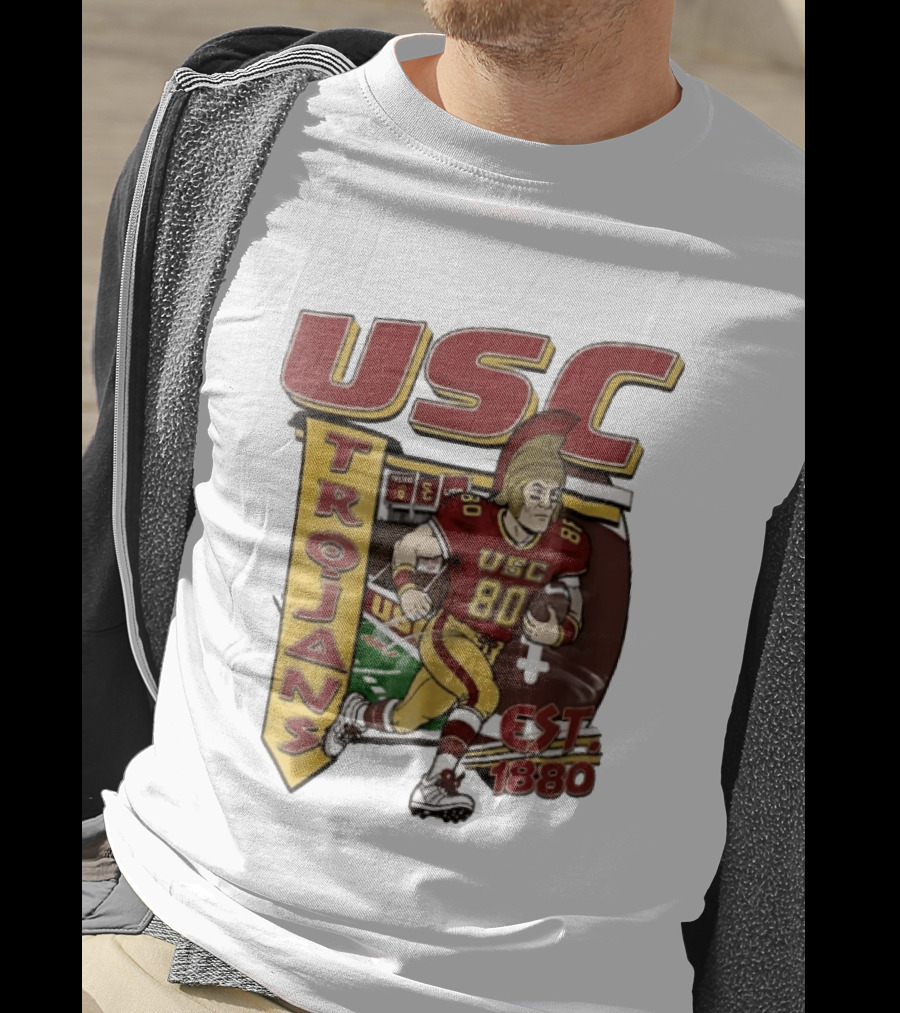 USC Trojans Football Player Cartoon Scoreboard Est 1880 T-Shirt
