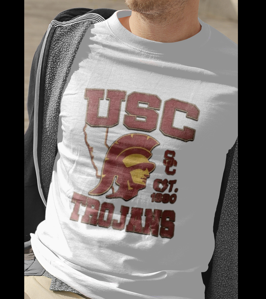 USC Trojans Est 1880 Helmet California State Map Sign T-Shirt