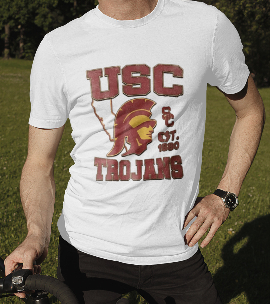 USC Trojans Est 1880 Helmet California State Map Sign T-Shirt