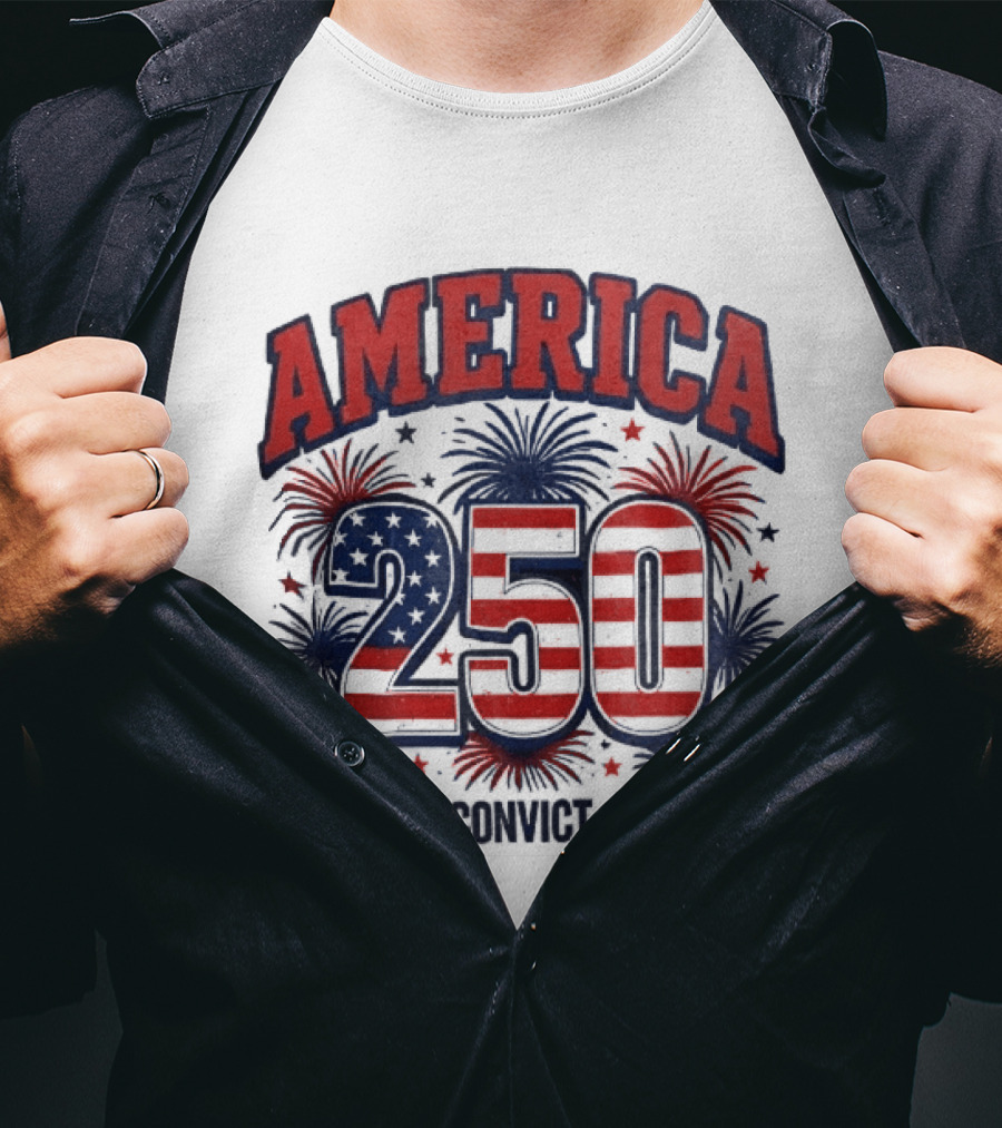America 250 USA Flag Fireworks Impeach Convict Remove Patriotic Stars T-Shirt