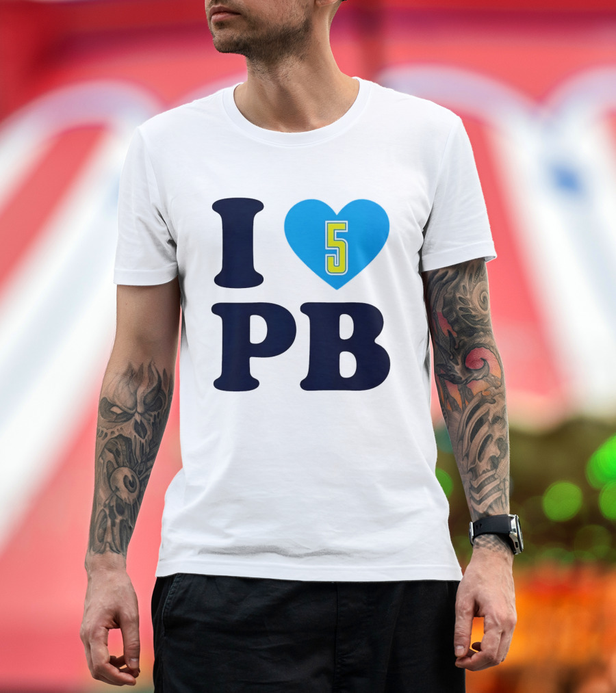 I Love PB Heart 5 Blue And Yellow T-Shirt