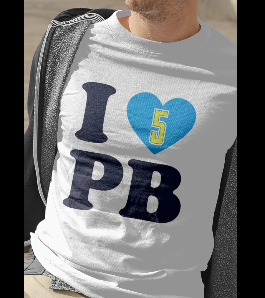 I Love PB Heart 5 Blue And Yellow T-Shirt