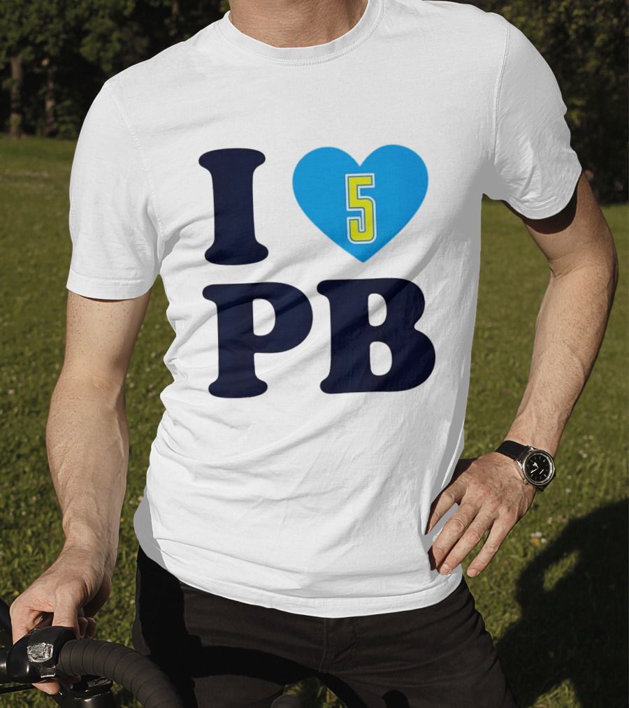 I Love PB Heart 5 Blue And Yellow T-Shirt