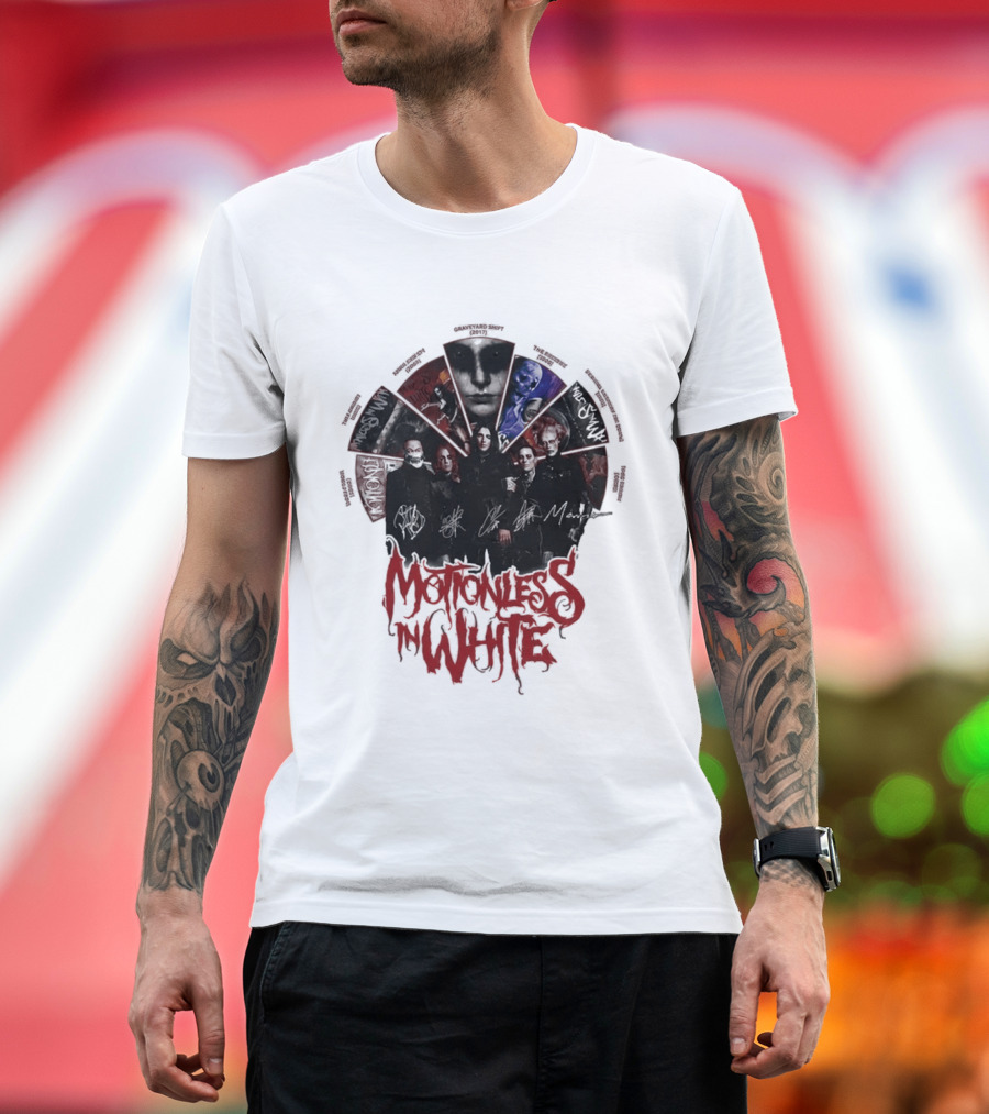 Motionless In White Band Album Art Collage Wheel T-Shirt