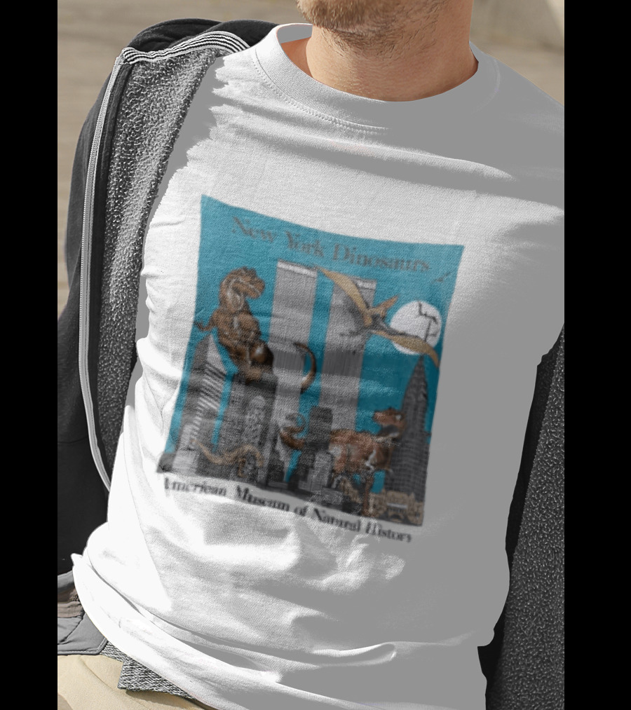 New York Dinosaurs American Museum Of Natural History Twin Towers Scene T-Shirt