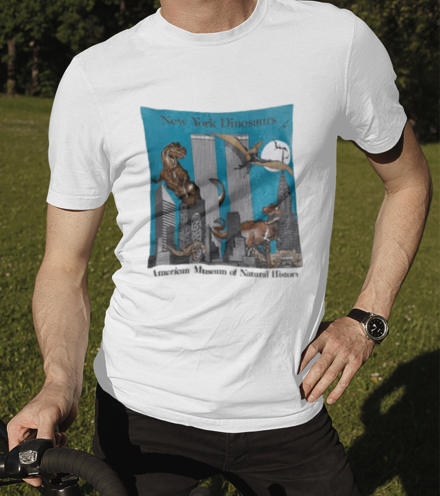 New York Dinosaurs American Museum Of Natural History Twin Towers Scene T-Shirt