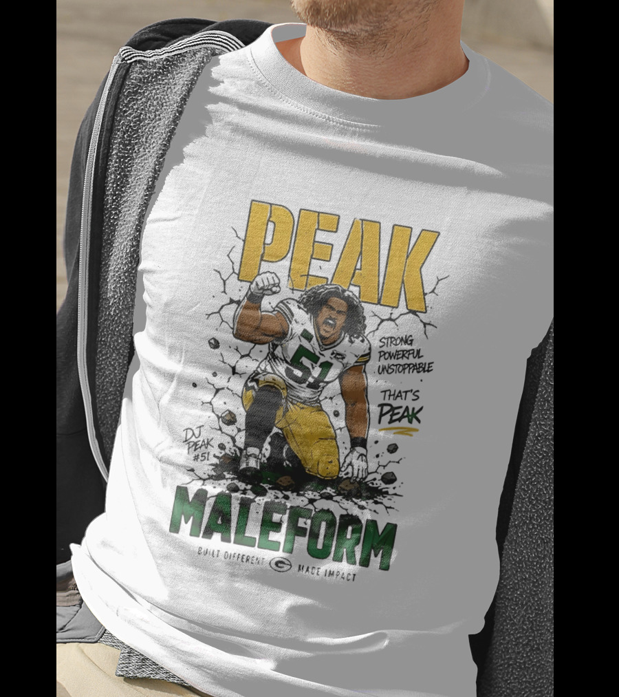 Peak Maleform Green Bay Packers #61 Strong Powerful Unstoppable T-Shirt