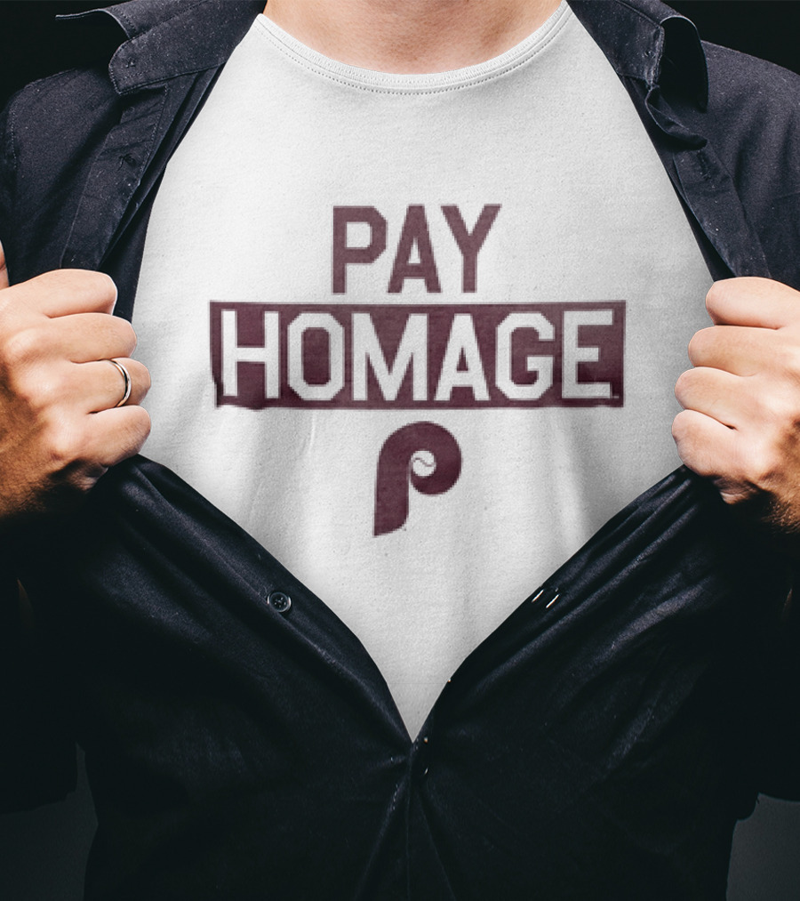 Philadelphia Phillies Pay Homage Maroon Wood Grain T-Shirt