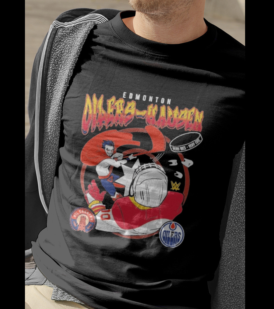 Edmonton Oilers Hausen Hockey Battle WWE Crossover NHL Collaboration T-Shirt
