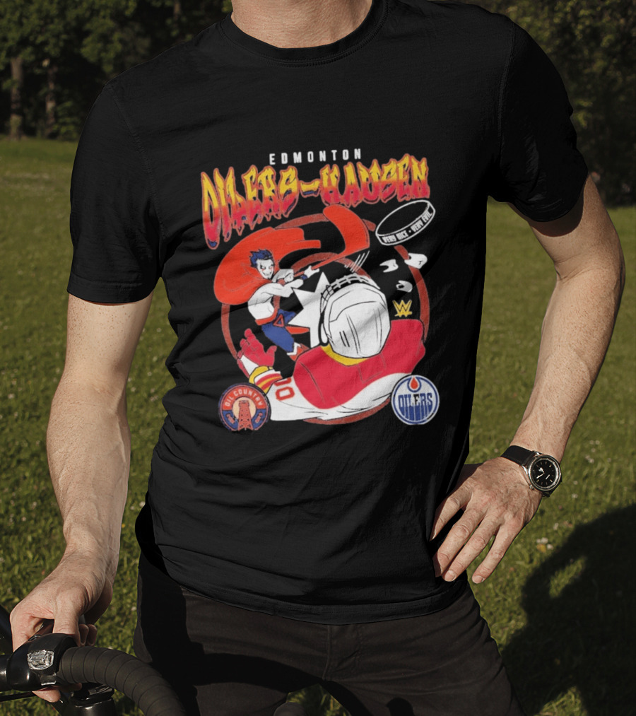 Edmonton Oilers Hausen Hockey Battle WWE Crossover NHL Collaboration T-Shirt