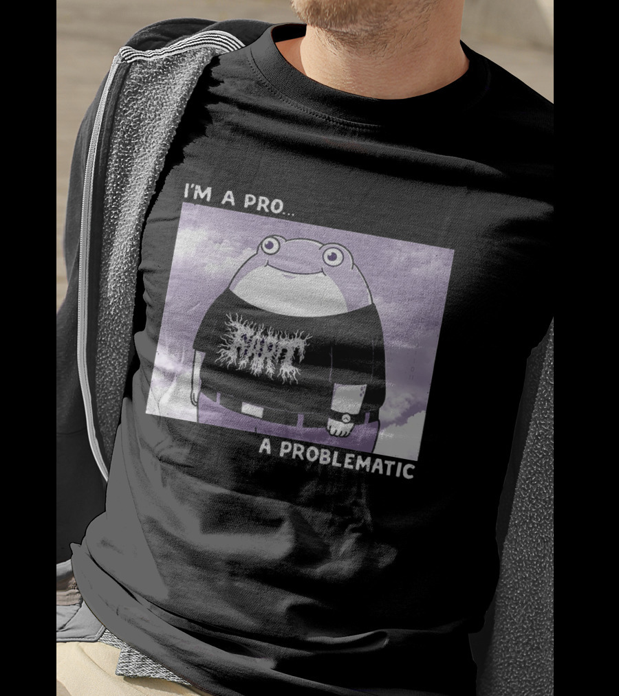 I'm A Pro A Problematic Frog Meme Binary Code Cloudy T-Shirt