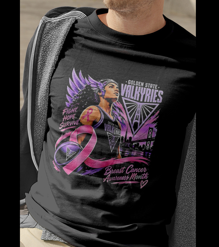 Golden State Valkyries Fight Hope Survive Breast Cancer Awareness Month T-Shirt