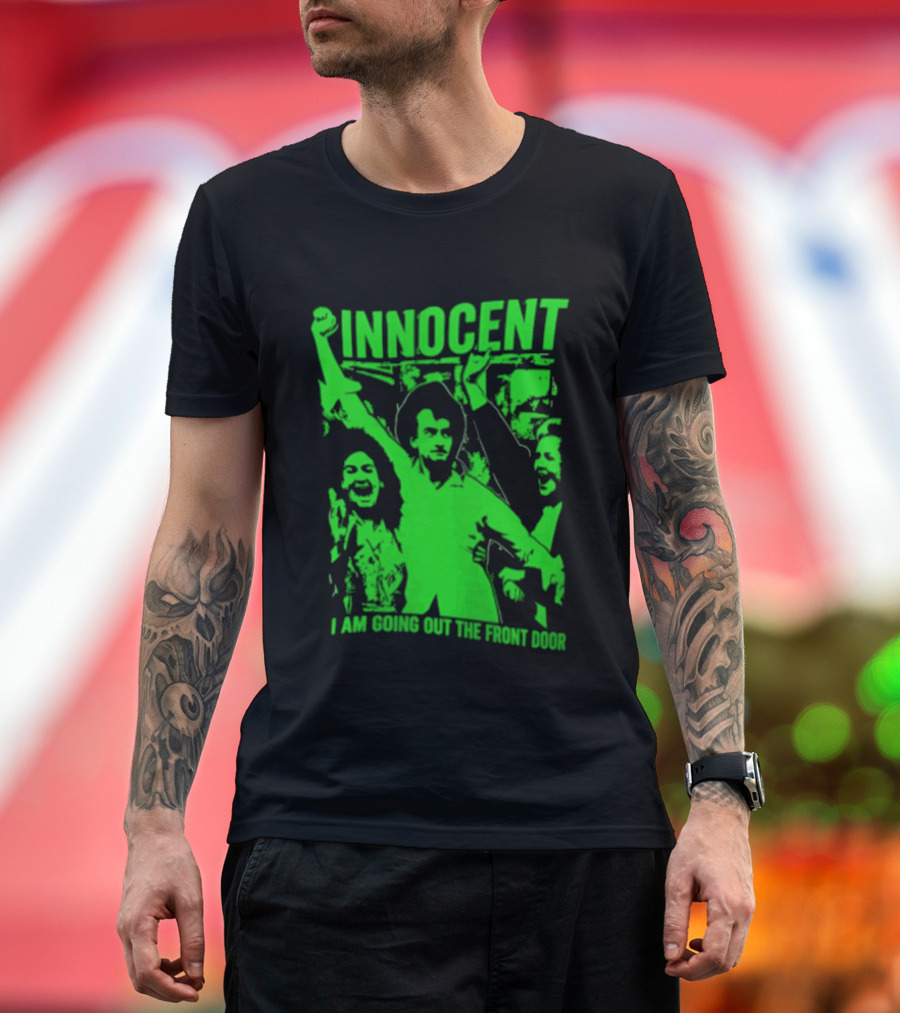 Innocent I Am Going Out The Front Door Retro Style People In Motion T-Shirt