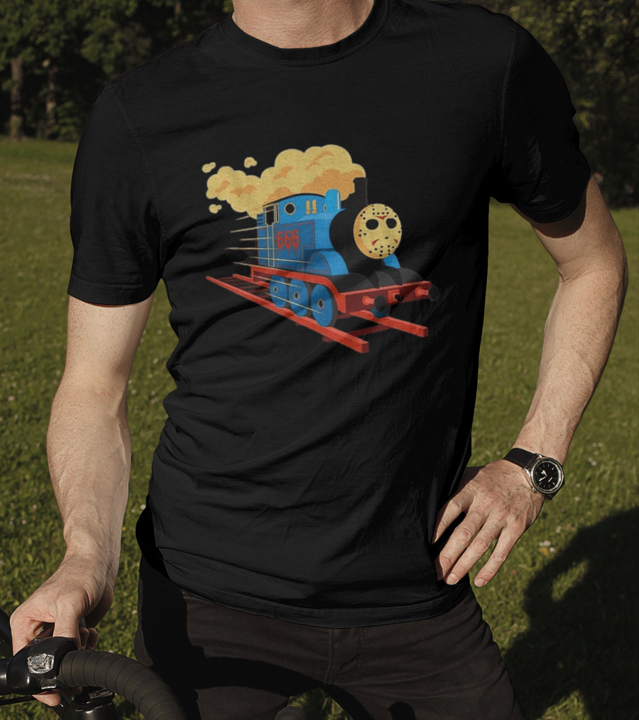 Thomas The Tank Engine Jason Voorhees Mask 666 Railway To Hell T-Shirt