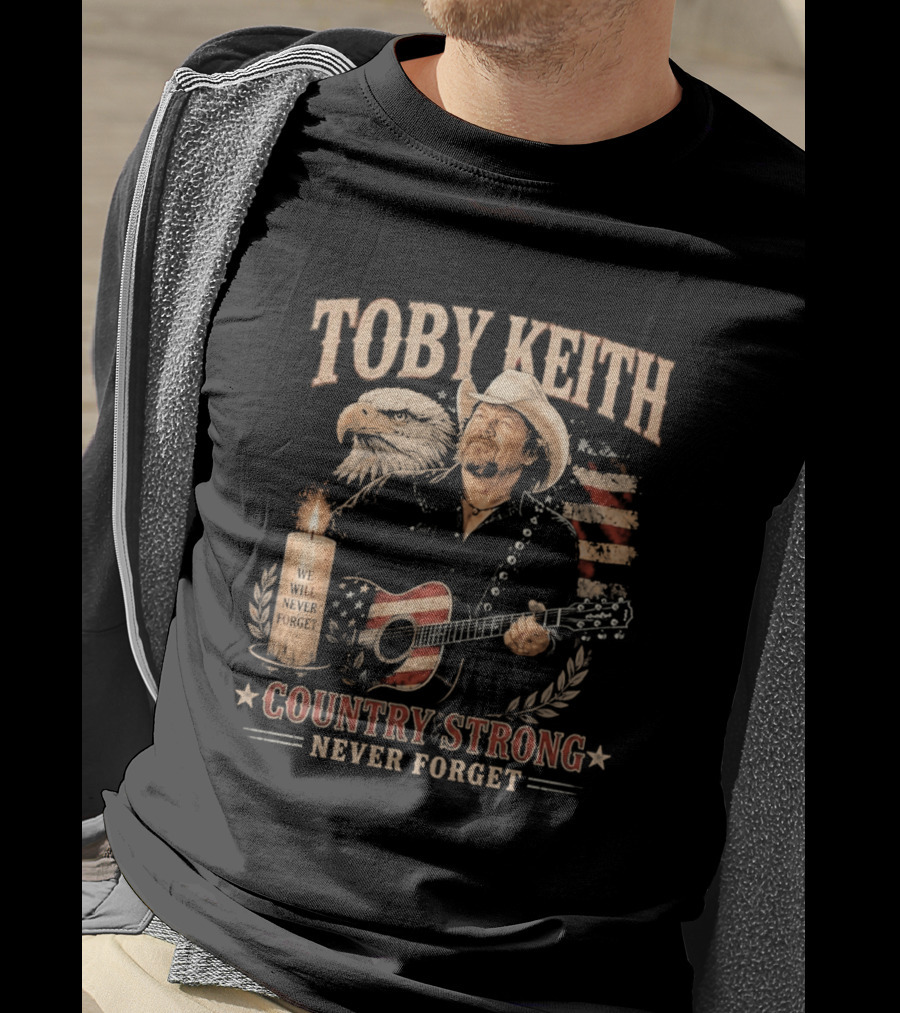 Toby Keith Country Strong Never Forget Eagle Candle Guitar America T-Shirt