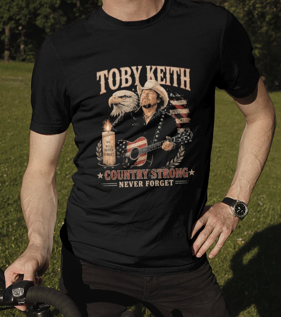 Toby Keith Country Strong Never Forget Eagle Candle Guitar America T-Shirt