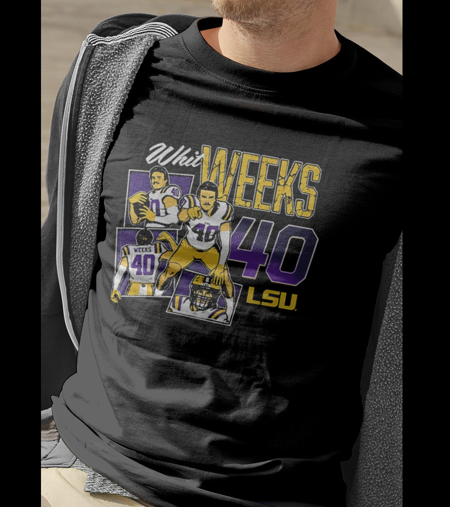Whit Weeks LSU Tigers Number 40 College Football Collage T-Shirt