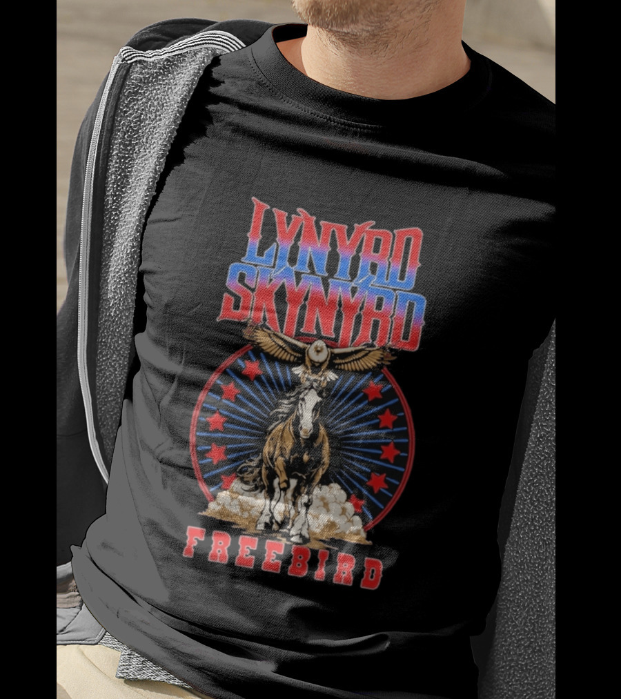 Lynyrd Skynyrd Freebird Eagle Horse Red Stars T-Shirt