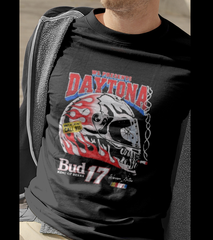 WL Present Daytona Bud King Of Beers 17 Racing Helmet Flame Design 2026 T-Shirt
