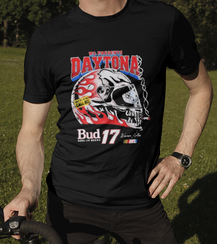 WL Present Daytona Bud King Of Beers 17 Racing Helmet Flame Design 2026 T-Shirt