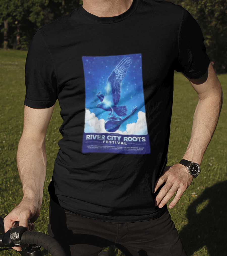 River City Roots Festival 2026 Missoula MT 20th Annual Event Bird And Mandolin T-Shirt