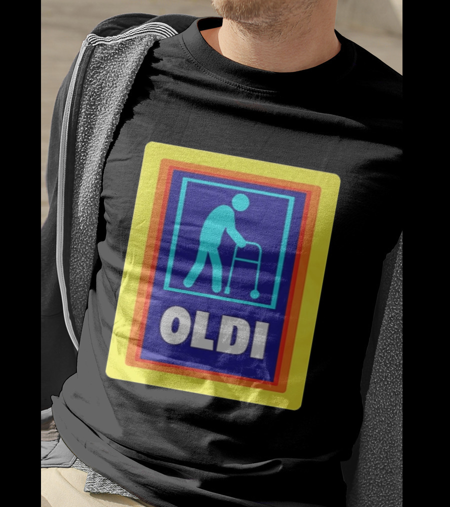 Oldi Elderly Walker Parody Aldi T-Shirt