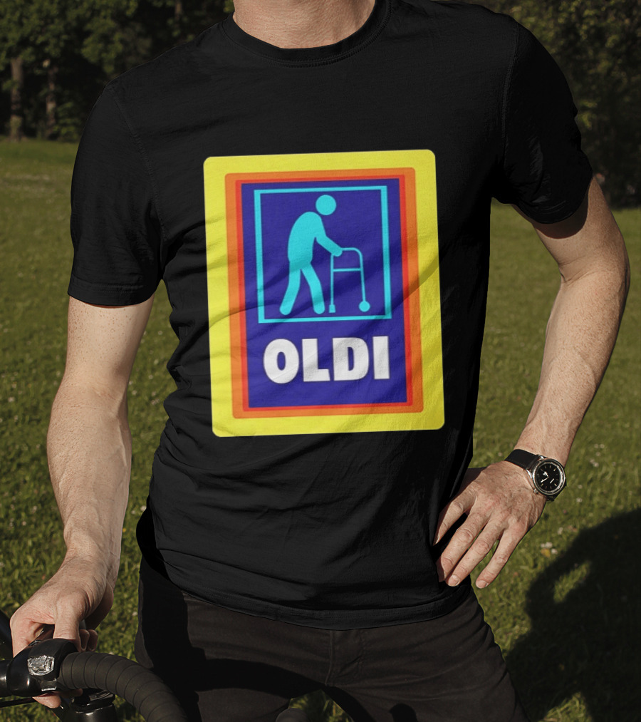 Oldi Elderly Walker Parody Aldi T-Shirt