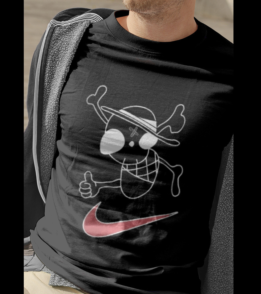 Pirate Straw Hat Skull Thumbs Up Nike T-Shirt