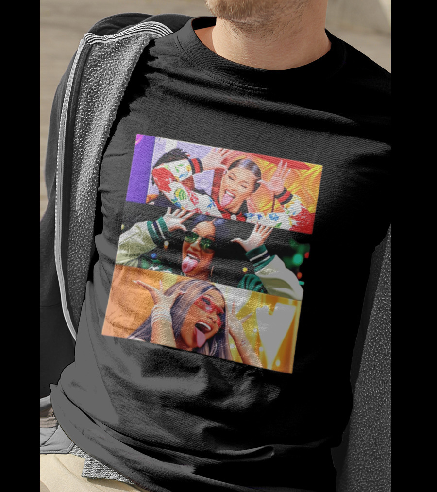 Cardi B Funny Faces Tongue Out Rapper Hip Hop Celebrity T-Shirt