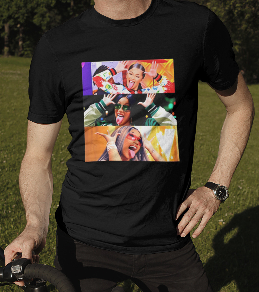 Cardi B Funny Faces Tongue Out Rapper Hip Hop Celebrity T-Shirt