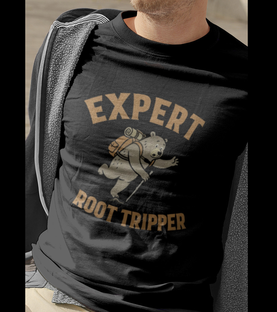 Expert Backpacking Bear Root Tripper Hiking Adventure T-Shirt
