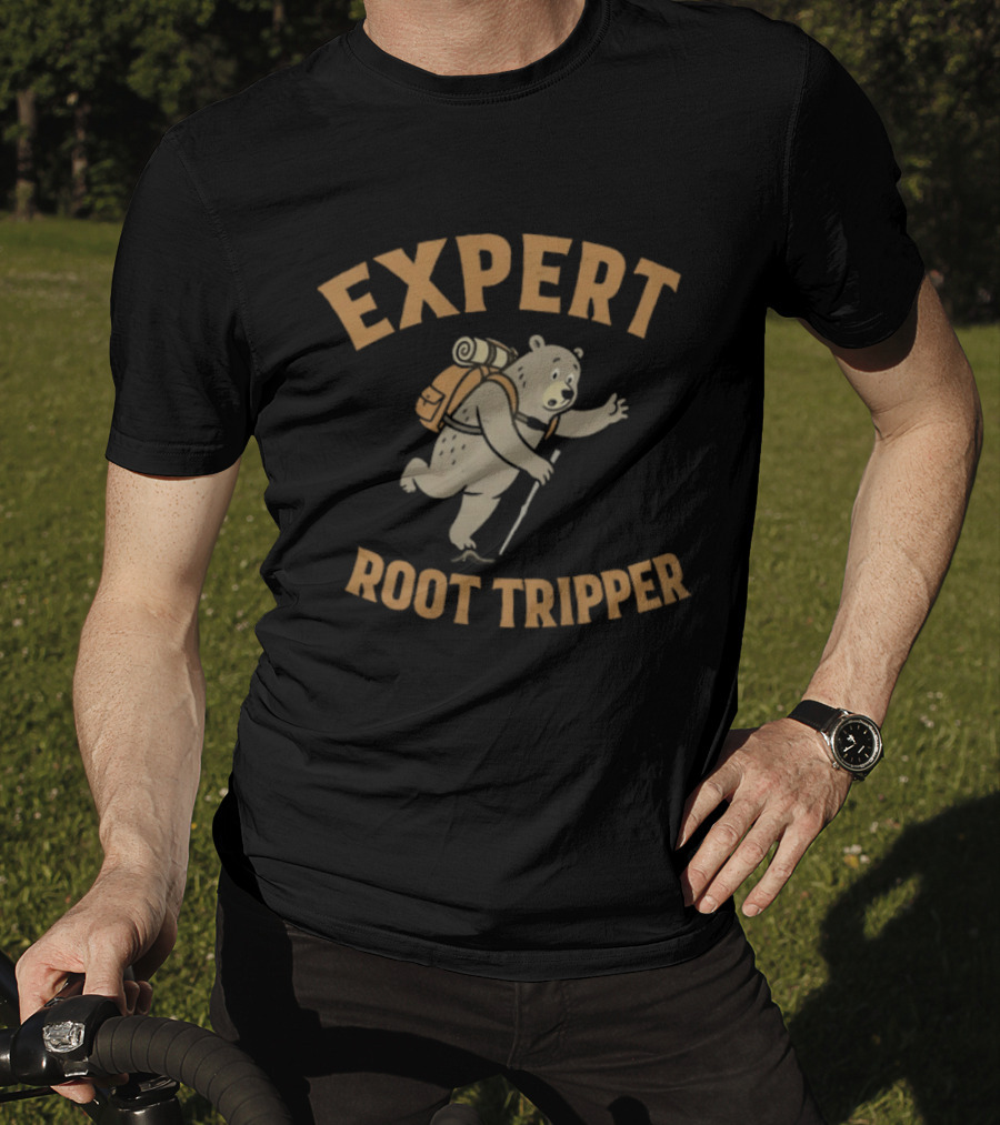 Expert Backpacking Bear Root Tripper Hiking Adventure T-Shirt
