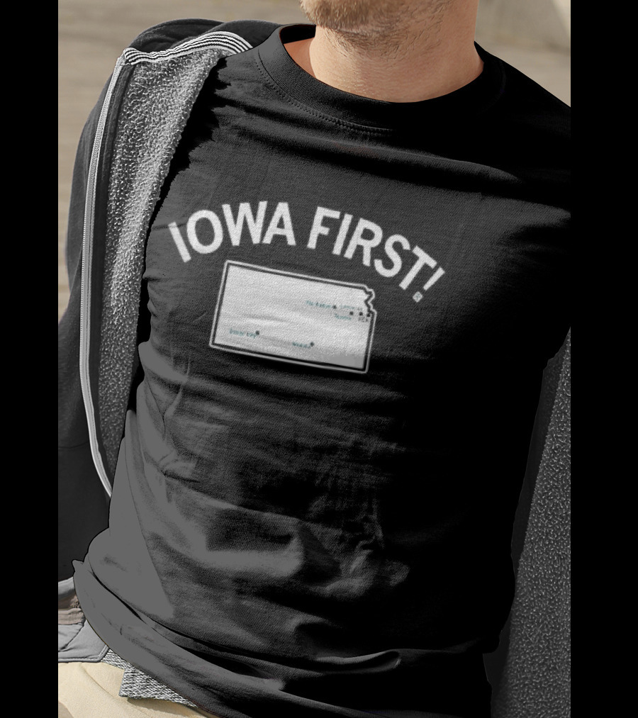 Iowa First Map Ames Newton Des Moines Cities Locations T-Shirt