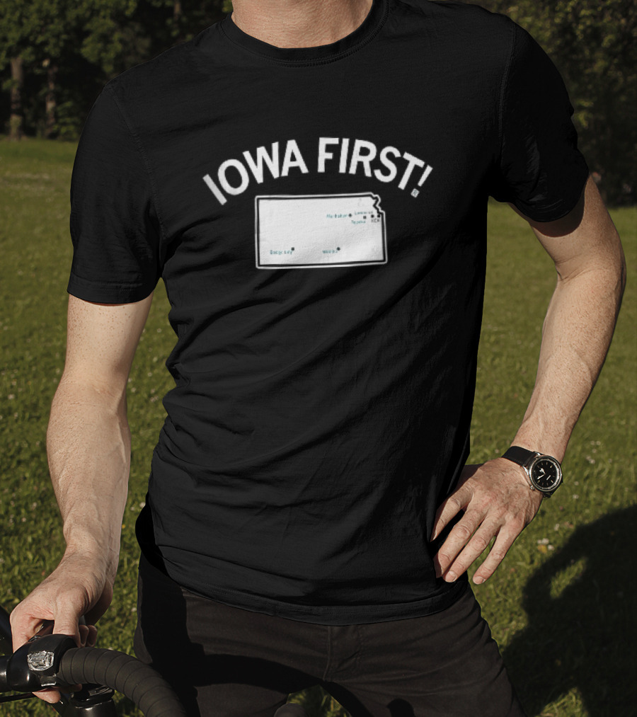 Iowa First Map Ames Newton Des Moines Cities Locations T-Shirt