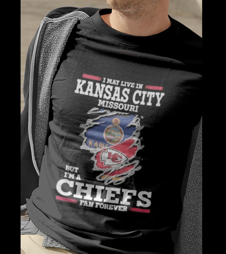 Kansas City Missouri Chiefs Fan Forever Kansas Seal Torn Skin T-Shirt