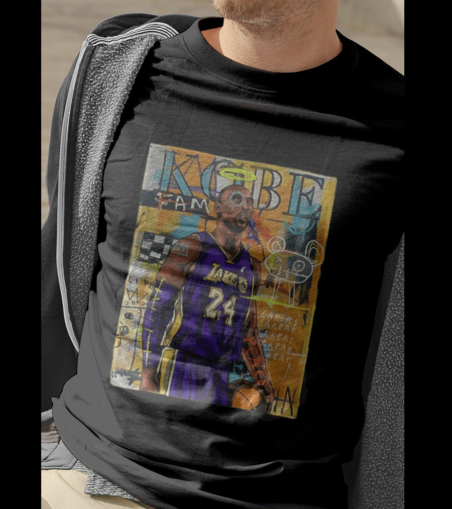 Kobe Bryant Lakers 24 Halo Peace Abstract Graffiti T-Shirt
