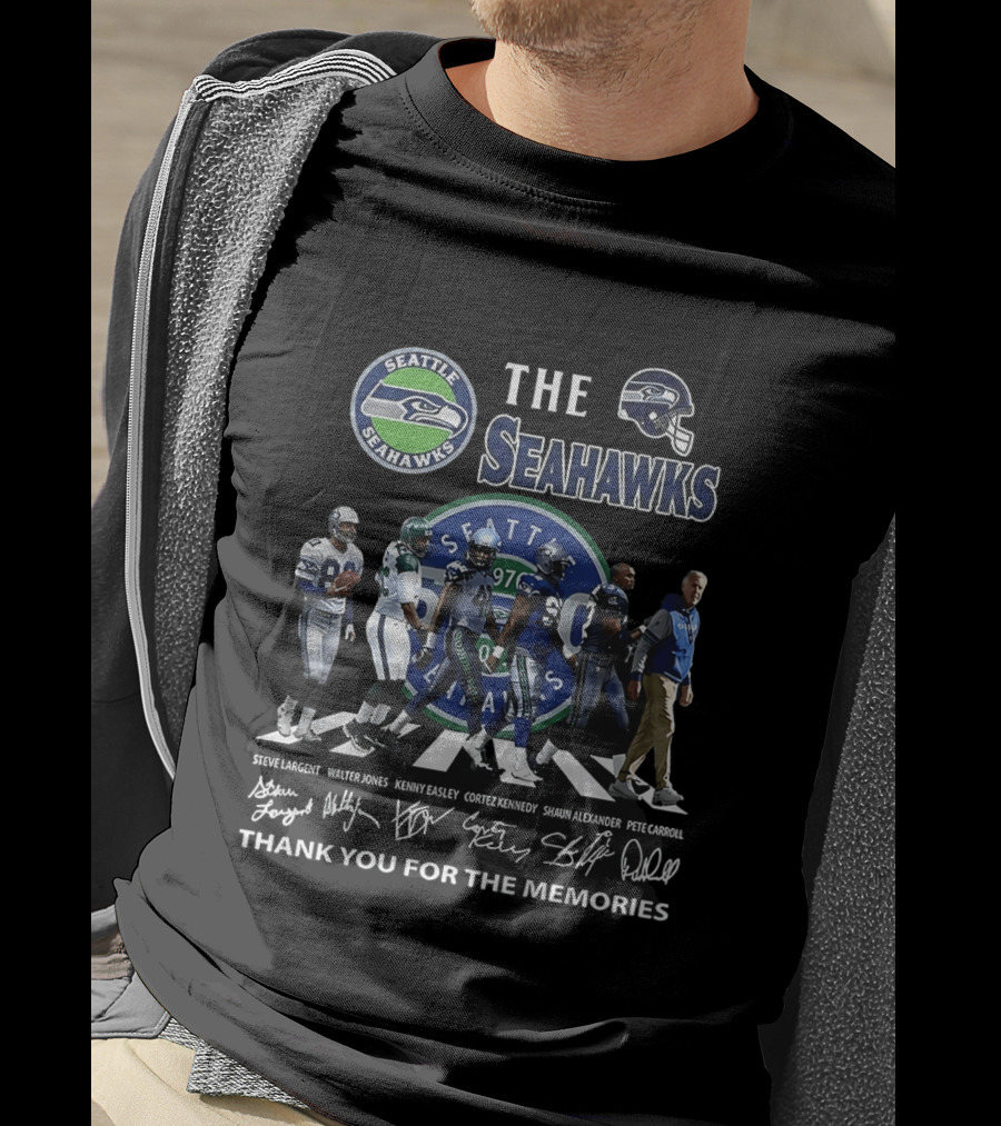 Seattle Seahawks Legends Signatures Walking Abbey Road Thank You For The Memories T-Shirt