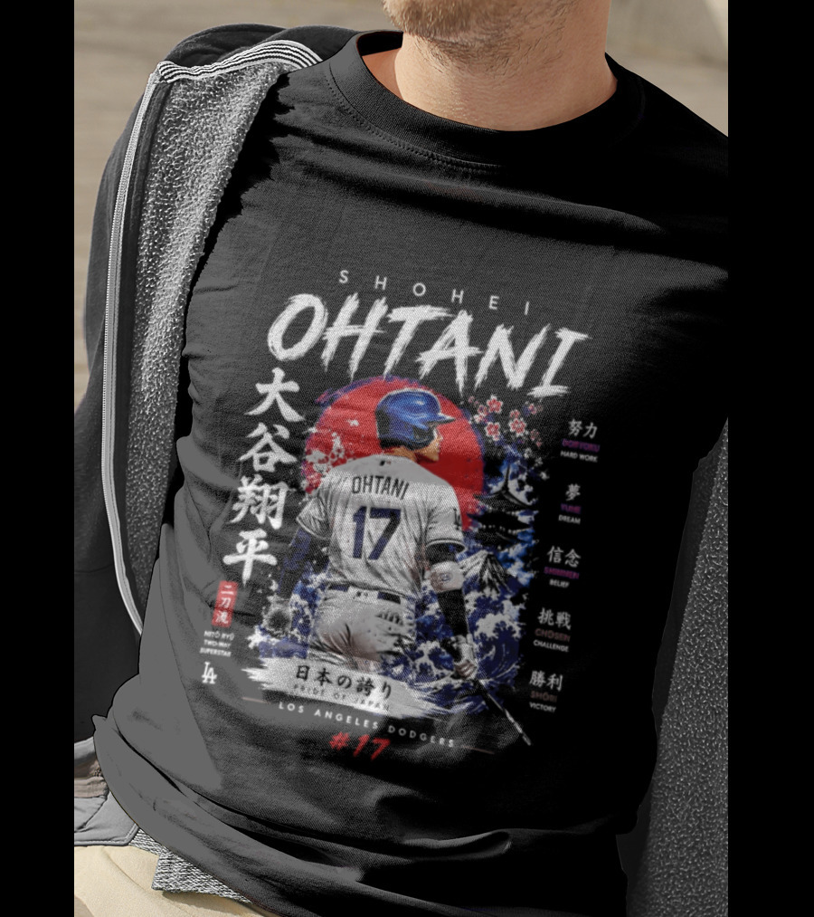 Shohei Ohtani Los Angeles Dodgers Japanese Two Way Player #17 T-Shirt