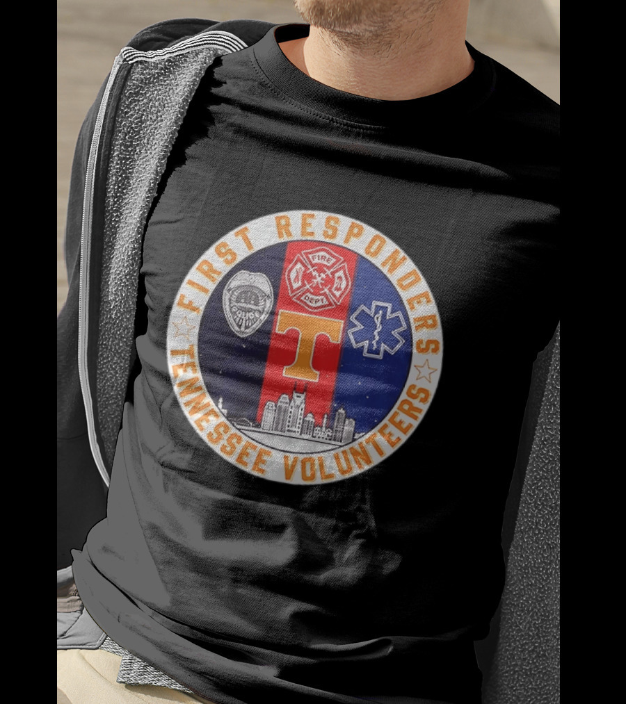 Tennessee Volunteers First Responders Police Fire EMS Skyline T-Shirt