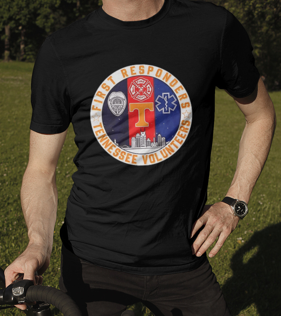 Tennessee Volunteers First Responders Police Fire EMS Skyline T-Shirt