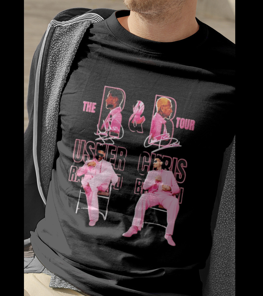 The R&B Tour Usher Raymond Chris Brown Pink Suit Concert Collaboration T-Shirt
