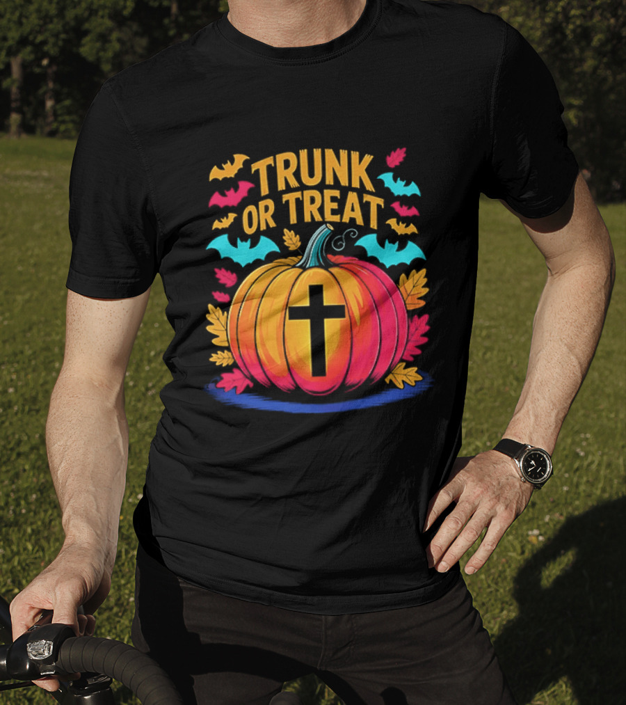 Trunk Or Treat Christian Pumpkin Cross Halloween T-Shirt